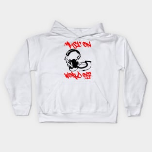 Music On World Off Kids Hoodie